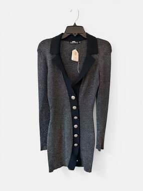 Retrofête Mika Ribbed Metallic Button-Down Mini Dress Size M